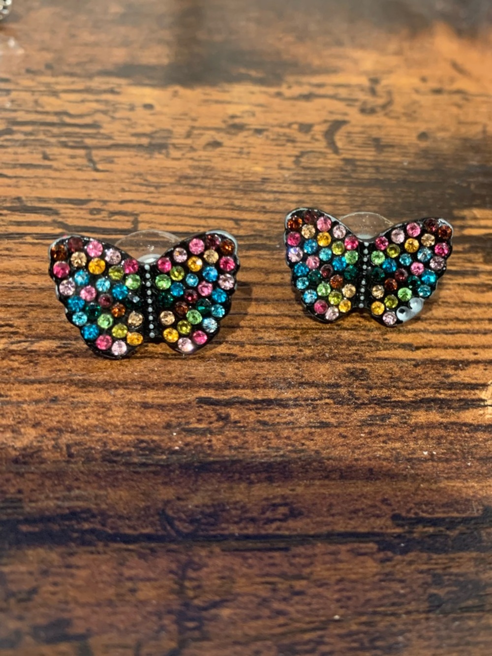Colorful Crystal Butterfly Stud Earrings